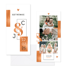 Hochzeitskartenset grafische Flächen mit Kupfer