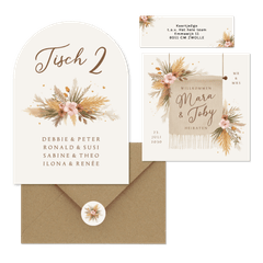 Hochzeit - Boho Blumenstrauß mit Gräsern und Blüten