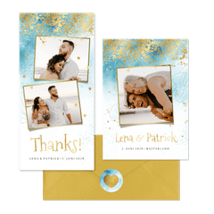 Hochzeitskartenset sommerlich Strandlook mit Gold