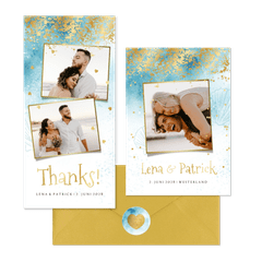 Hochzeitskartenset sommerlich Strandlook mit Gold