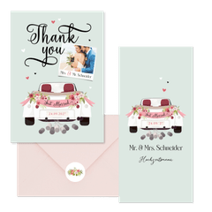 Hochzeitskartenset Oldtimer Auto mintgrün