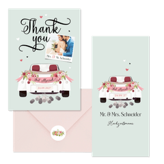 Hochzeitskartenset Oldtimer Auto mintgrün