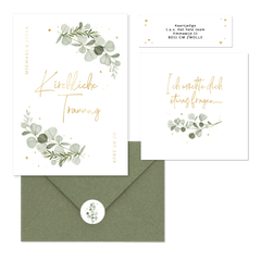 Hochzeitskartenset Aquarellzweige Eukalyptus