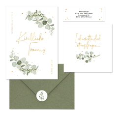 Hochzeitskartenset Aquarellzweige Eukalyptus