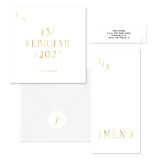 Hochzeitskartenset minimalistisch Goldschrift