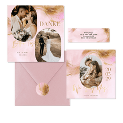 Hochzeitskartenset Bohemian Aquarell in Rosegold 