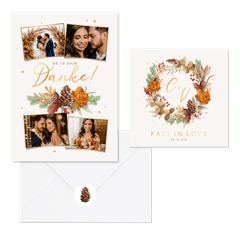 Hochzeitskartenset Blätterkranz Herbststimmung