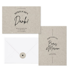 Hochzeitskartenset grauer Karton