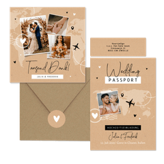 Hochzeitskartenset als Wedding Passport mit Landkarte