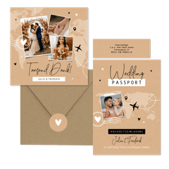 Hochzeitskartenset als Wedding Passport mit Landkarte