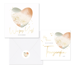 Hochzeitskartenset Aquarellherz in Pastell