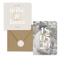 Hochzeitskarten minimalistisch mit Goldschrift