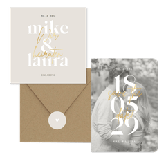 Hochzeitskarten minimalistisch mit Goldschrift