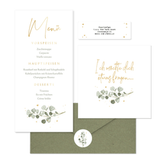 Hochzeitskartenset Aquarellzweige Eukalyptus