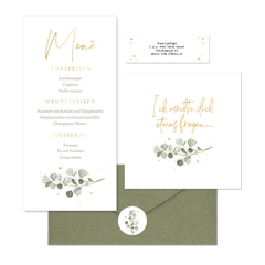 Hochzeitskartenset Aquarellzweige Eukalyptus