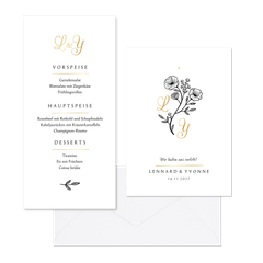 Hochzeitskartenset Blumenillustration schwarz-weiß