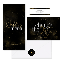 Hochzeitskartenset Typografie schwarz-gold