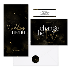 Hochzeitskartenset Typografie schwarz-gold