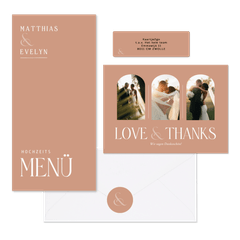 Hochzeitskartenset typografisch auf Lachsrosa