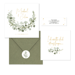 Hochzeitskartenset Aquarellzweige Eukalyptus