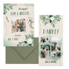 Hochzeitskartenset Botanisch mit Doodles
