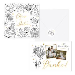 Hochzeitskartenset einfache Doodles 
