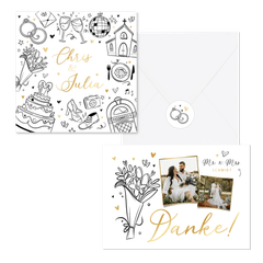 Hochzeitskartenset einfache Doodles 