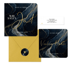 Hochzeitskarten Dunkler Marmor mit Goldschrift