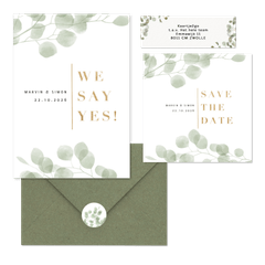 Hochzeitskartenset stilvoller Eukalyptus