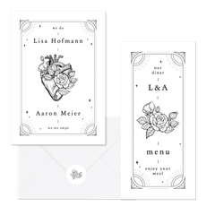 Hochzeit - Tattoo Linienzeichnung schwarz und weiß 