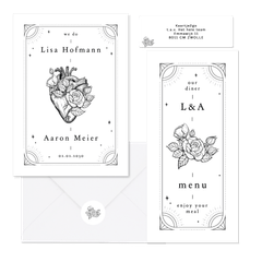 Hochzeit - Tattoo Linienzeichnung schwarz und weiß 