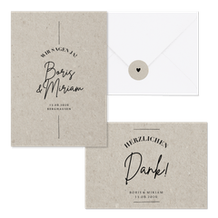 Hochzeitskartenset grauer Karton