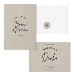 Hochzeitskartenset grauer Karton