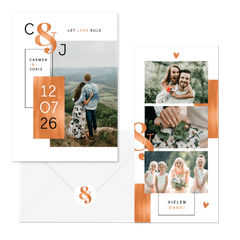 Hochzeitskartenset grafische Flächen mit Kupfer