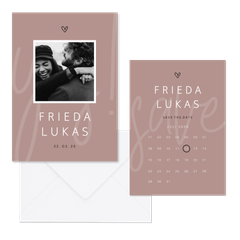 Hochzeitskartenset minimalistisch Altrosa