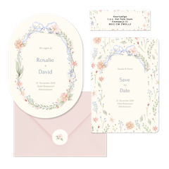 Hochzeit - Aquarell Blumenkranz mit Schleife Vintage