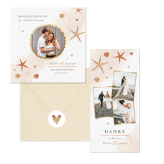Hochzeitskartenset Seesterne und Sand