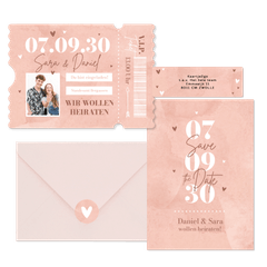 Hochzeit - Rosa Aquarell Typografie 