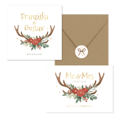 Hochzeitskartenset Blumen & Geweih