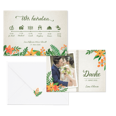 Hochzeitskartenset Botanisch Vintage Blumen