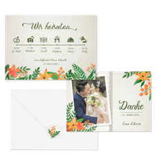 Hochzeitskartenset Botanisch Vintage Blumen