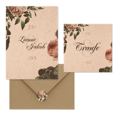 Hochzeitskartenset Vintage Rosen auf Papierstruktur