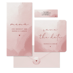 Hochzeitskartenset in Aquarell Altrosa