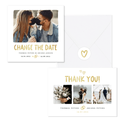 Hochzeitskartenset schlicht Typografie und Doodles