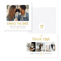 Hochzeitskartenset schlicht Typografie und Doodles