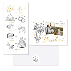 Hochzeitskartenset einfache Doodles 