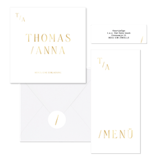 Hochzeitskartenset minimalistisch Goldschrift