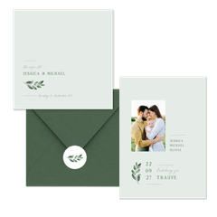 Hochzeitskartenset einfacher grüner Zweig