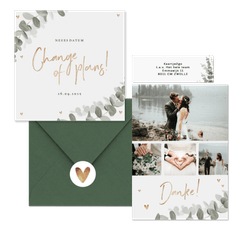 Hochzeitskartenset elegantes Aquarell mit Eukalyptus