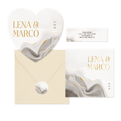 Hochzeitskartenset grauer Marmor mit Gold